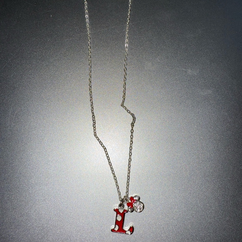 Disney Red and Silver Enamel Charm Necklace
